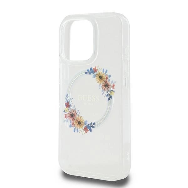Guess IML Flowers Wreath MagSafe iPhone 16 Pro Case - Cleareng