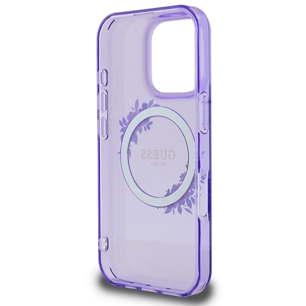 Guess IML Flowers Wreath MagSafe iPhone 16 Pro Case - Purpleeng