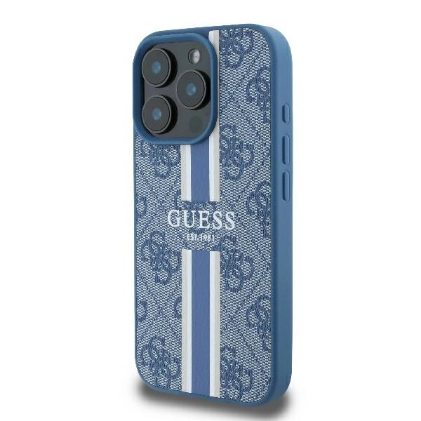 Guess 4G Printed Stripes MagSafe case for iPhone 16 Pro - blueeng