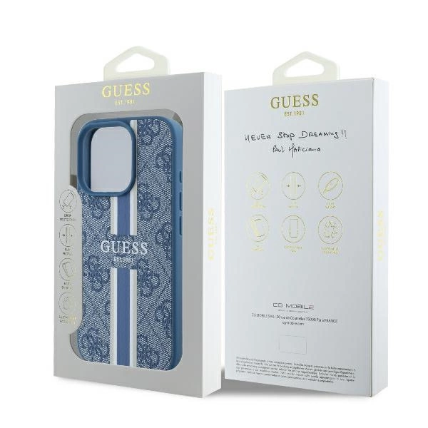 Guess 4G Printed Stripes MagSafe case for iPhone 16 Pro - blueeng