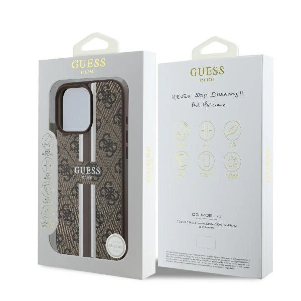 Guess 4G Printed Stripes MagSafe iPhone 16 Pro Case - Browneng
