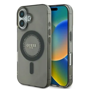 Guess IML Rhinestones MagSafe iPhone 16 Plus Case - Blackeng