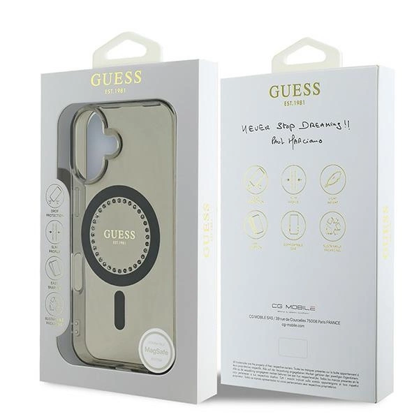Guess IML Rhinestones MagSafe iPhone 16 Plus Case - Blackeng