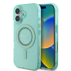Guess IML Rhinestones MagSafe iPhone 16 Plus Case - Greeneng