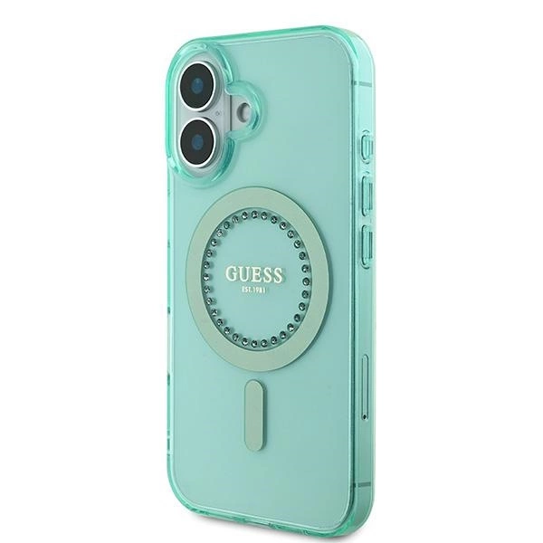 Guess IML Rhinestones MagSafe iPhone 16 Plus Case - Greeneng