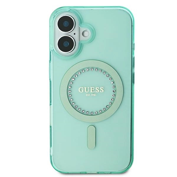 Guess IML Rhinestones MagSafe iPhone 16 Plus Case - Greeneng