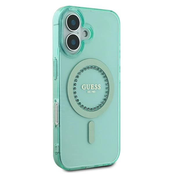 Guess IML Rhinestones MagSafe iPhone 16 Plus Case - Greeneng