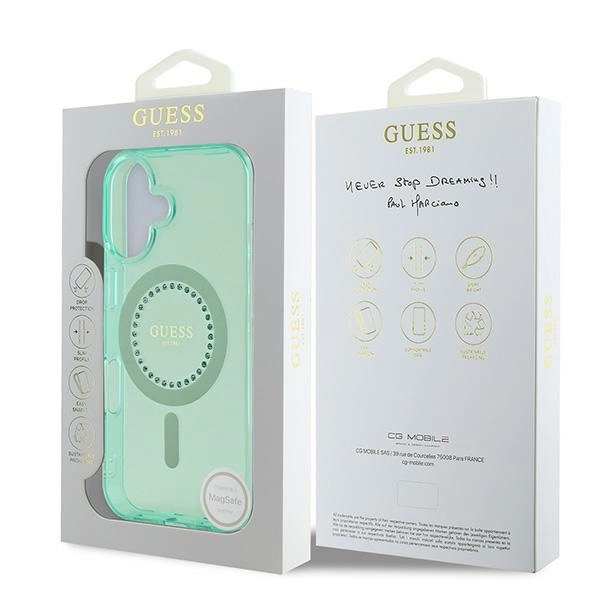 Guess IML Rhinestones MagSafe iPhone 16 Plus Case - Greeneng