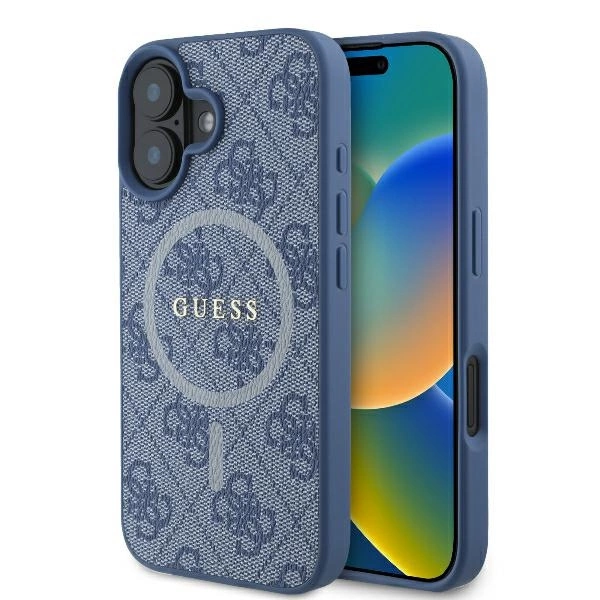 Guess 4G Ring Classic Logo MagSafe case for iPhone 16 - blueeng
