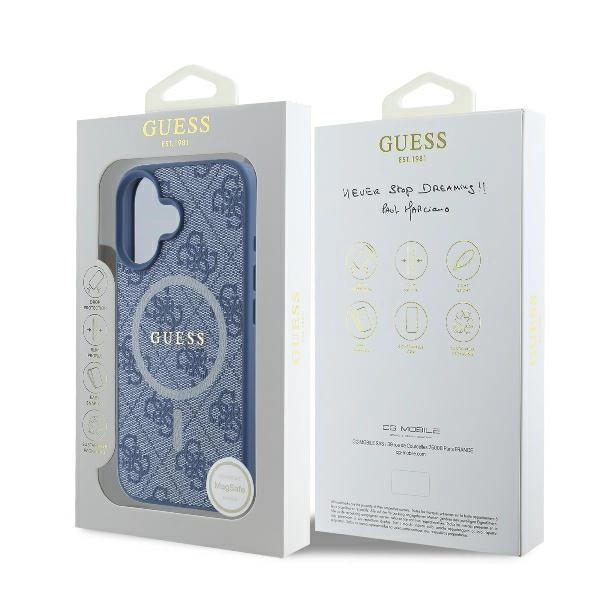 Guess 4G Ring Classic Logo MagSafe case for iPhone 16 - blueeng