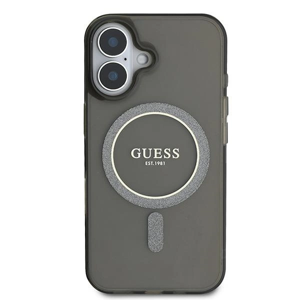 Guess IML Glitter Circle MagSafe case for iPhone 16 - blackeng