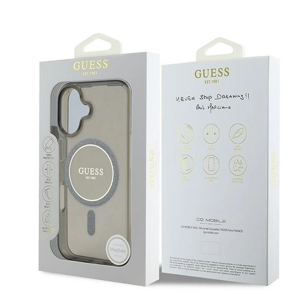 Guess IML Glitter Circle MagSafe case for iPhone 16 - blackeng