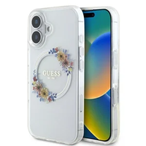 Guess IML Flowers Wreath MagSafe iPhone 16 Case - Cleareng