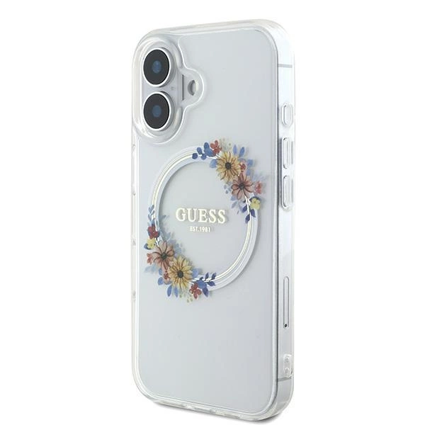 Guess IML Flowers Wreath MagSafe iPhone 16 Case - Cleareng