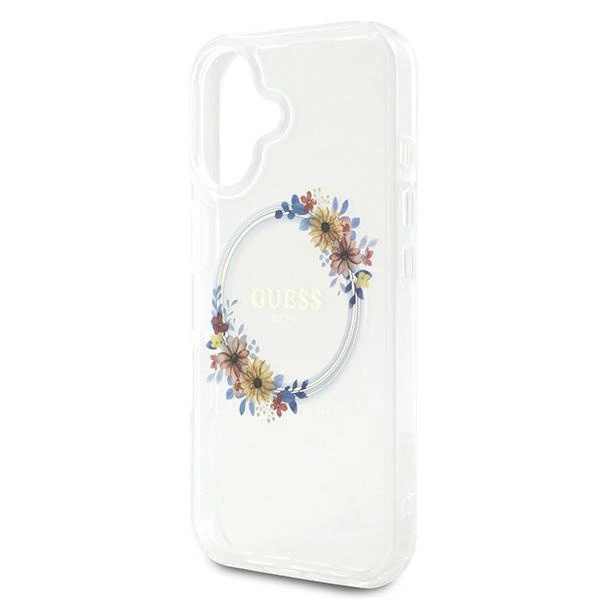 Guess IML Flowers Wreath MagSafe iPhone 16 Case - Cleareng