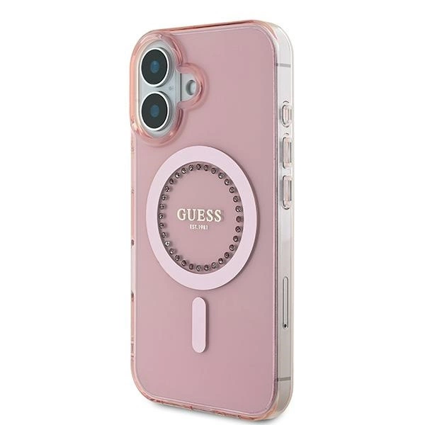 Guess IML Rhinestones MagSafe iPhone 16 Case - Pinkeng