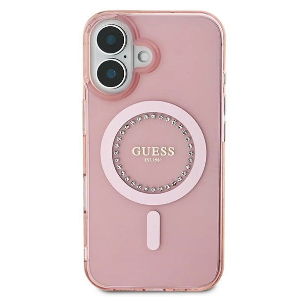 Guess IML Rhinestones MagSafe iPhone 16 Case - Pinkeng