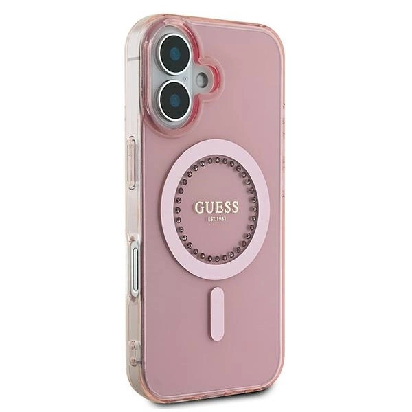 Guess IML Rhinestones MagSafe iPhone 16 Case - Pinkeng