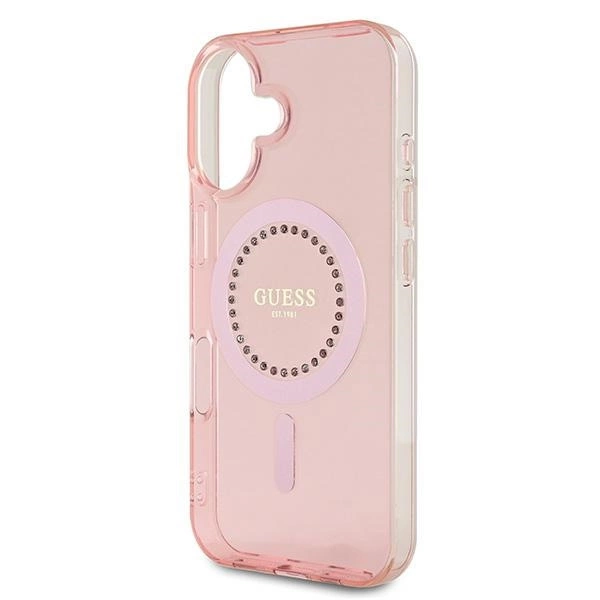 Guess IML Rhinestones MagSafe iPhone 16 Case - Pinkeng
