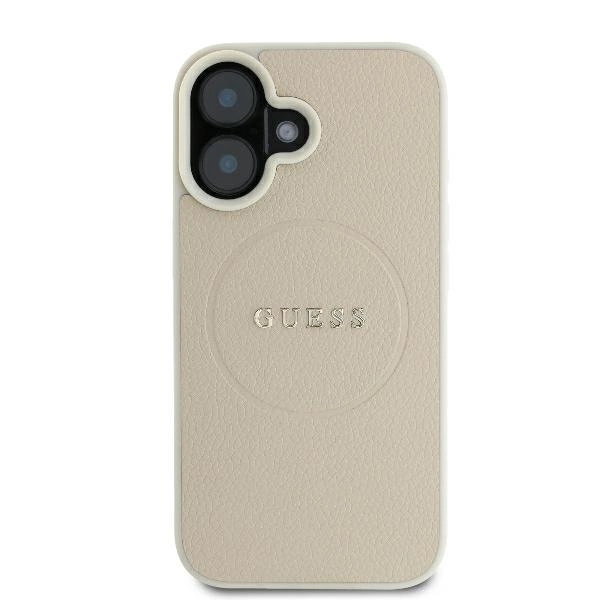 Guess Grained Ring MagSafe case for iPhone 16 - beigeeng