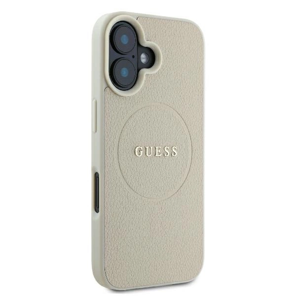 Guess Grained Ring MagSafe case for iPhone 16 - beigeeng