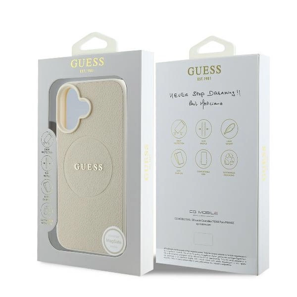 Guess Grained Ring MagSafe case for iPhone 16 - beigeeng