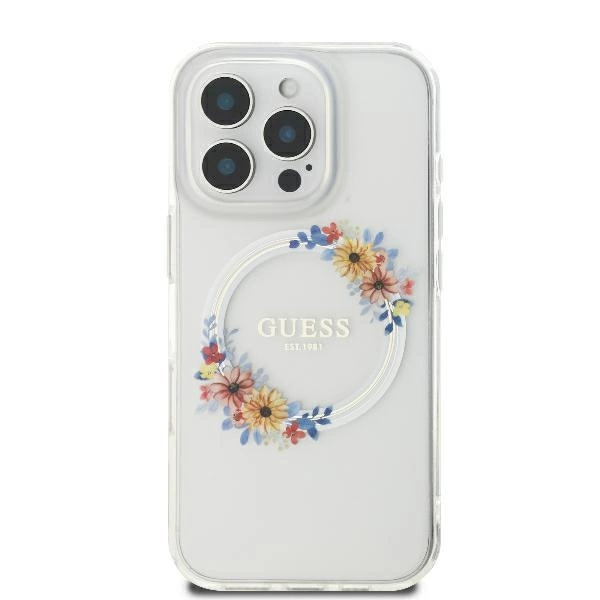 Guess IML Flowers Wreath MagSafe iPhone 16 Pro Max Case - Cleareng