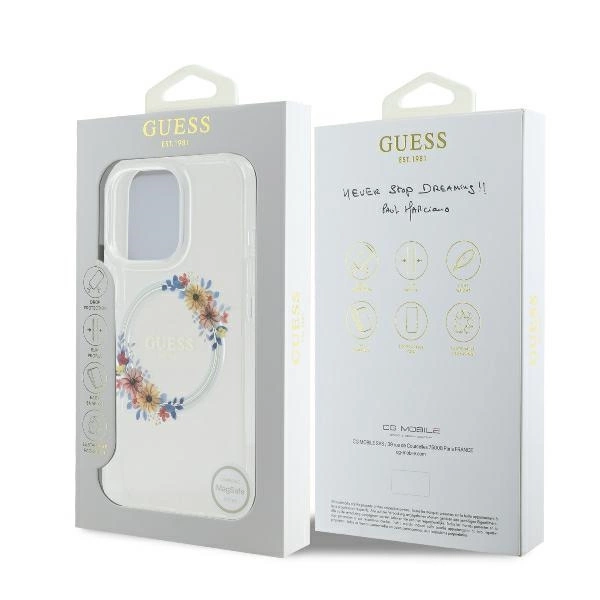 Guess IML Flowers Wreath MagSafe iPhone 16 Pro Max Case - Cleareng