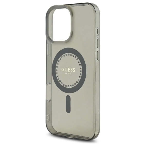 Guess IML Rhinestones MagSafe Case for iPhone 16 Pro Max - Blackeng