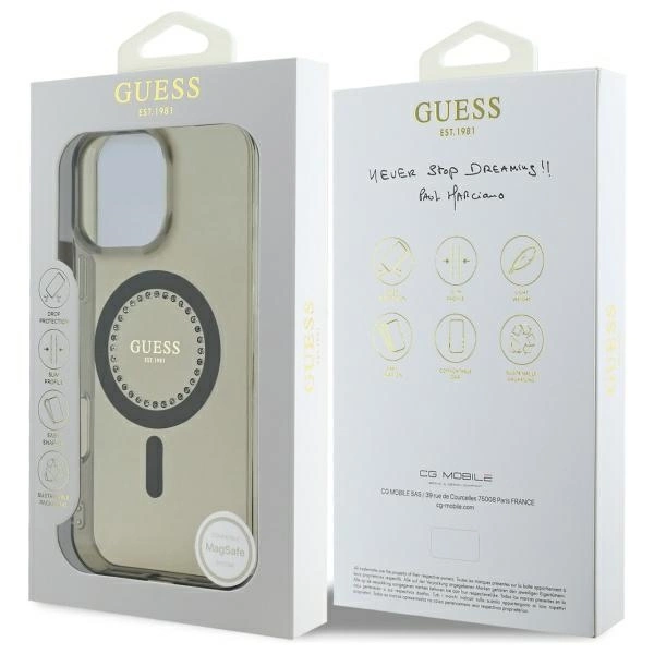 Guess IML Rhinestones MagSafe Case for iPhone 16 Pro Max - Blackeng