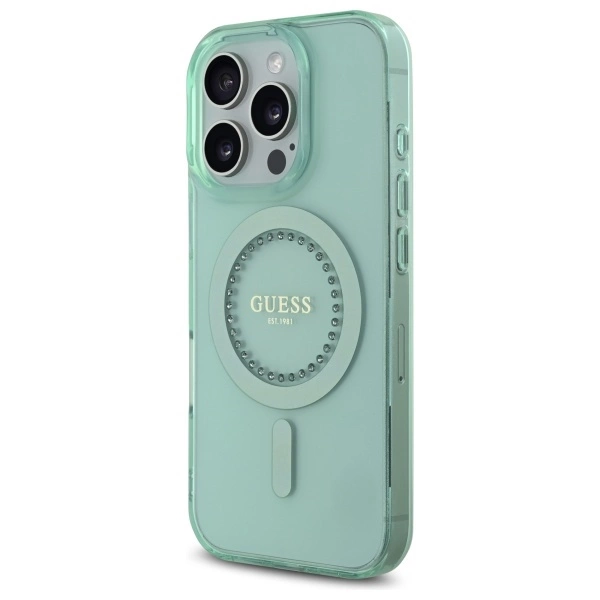 Guess IML Rhinestones MagSafe iPhone 16 Pro Max Case - Greeneng