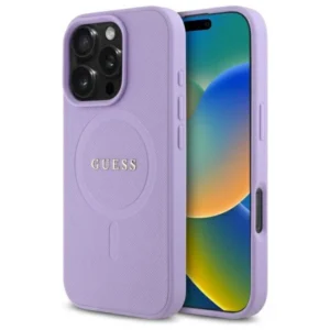 Guess Saffiano MagSafe iPhone 16 Pro Max Case - Purpleeng