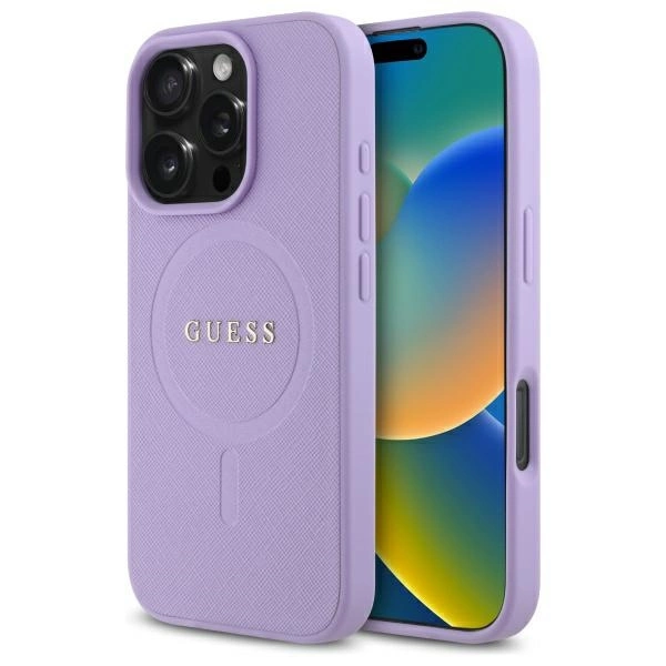 Guess Saffiano MagSafe iPhone 16 Pro Max Case - Purpleeng