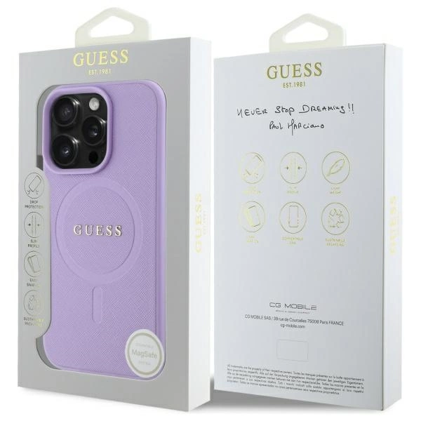 Guess Saffiano MagSafe iPhone 16 Pro Max Case - Purpleeng