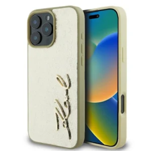 Karl Lagerfeld Metal Signature iPhone 16 Pro Case - Goldeng
