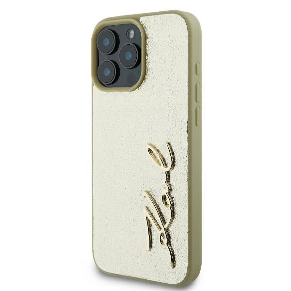 Karl Lagerfeld Metal Signature iPhone 16 Pro Case - Goldeng