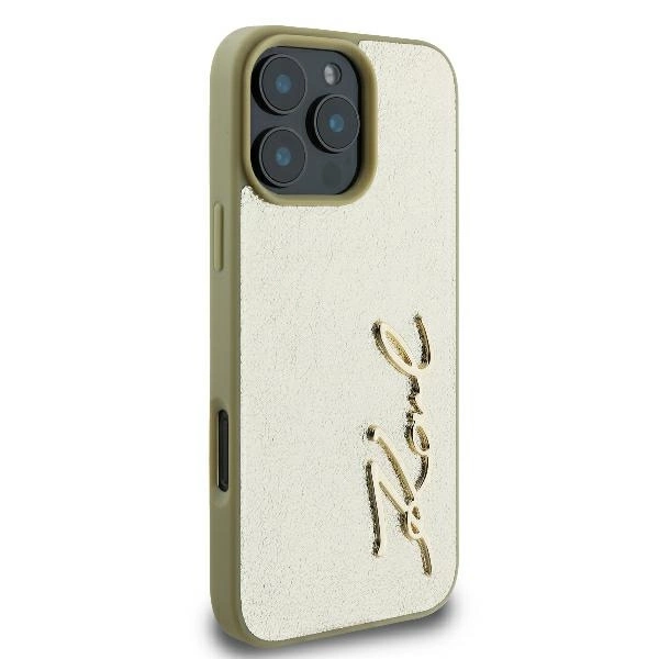 Karl Lagerfeld Metal Signature iPhone 16 Pro Case - Goldeng