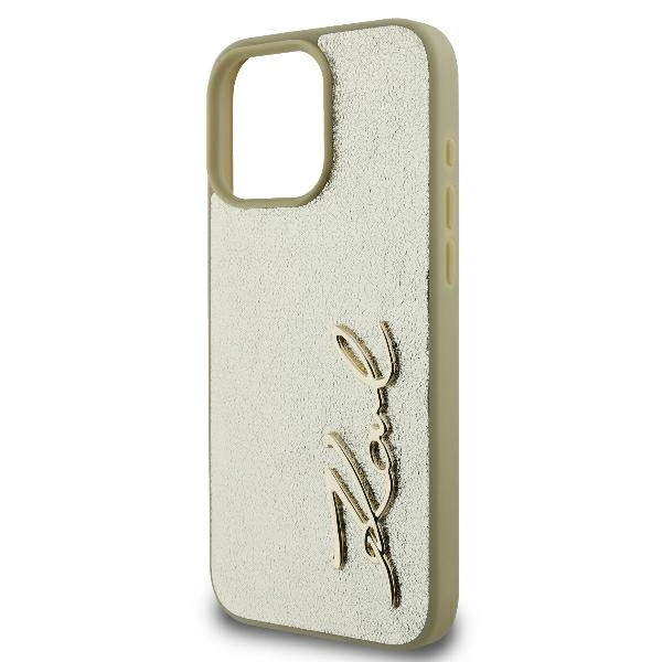 Karl Lagerfeld Metal Signature iPhone 16 Pro Case - Goldeng