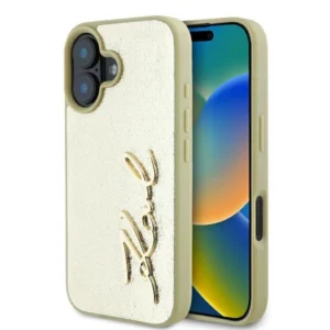 Karl Lagerfeld Metal Signature iPhone 16 Case - Goldeng