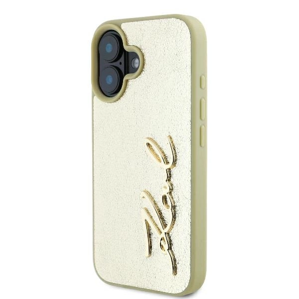Karl Lagerfeld Metal Signature iPhone 16 Case - Goldeng