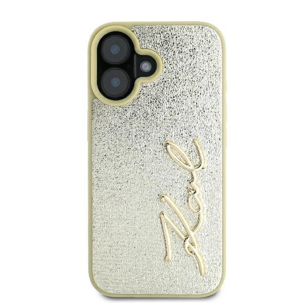 Karl Lagerfeld Metal Signature iPhone 16 Case - Goldeng