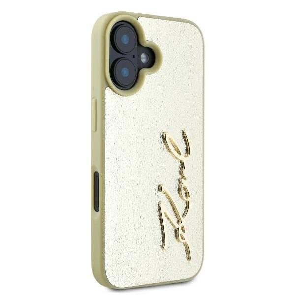 Karl Lagerfeld Metal Signature iPhone 16 Case - Goldeng