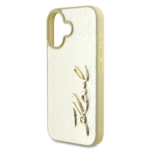 Karl Lagerfeld Metal Signature iPhone 16 Case - Goldeng