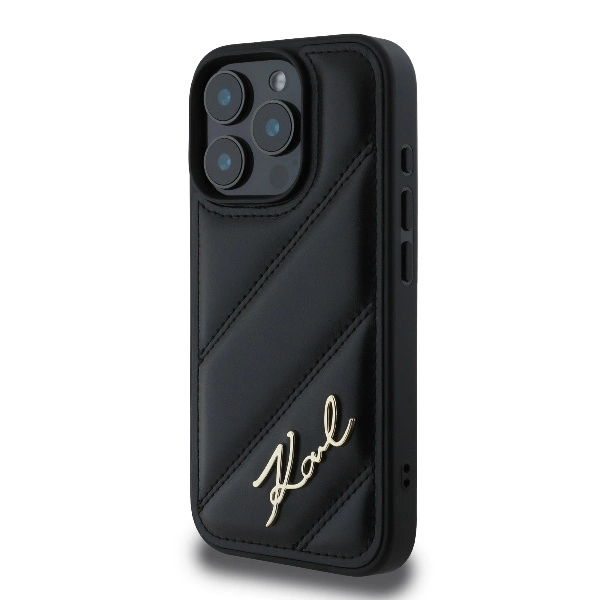 Karl Lagerfeld Quilted Signature iPhone 16 Pro Max Case - Blackeng