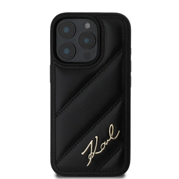 Karl Lagerfeld Quilted Signature iPhone 16 Pro Max Case - Blackeng