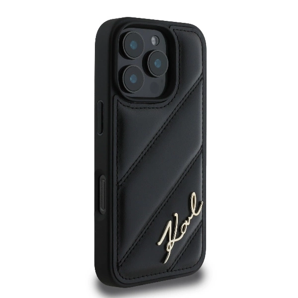 Karl Lagerfeld Quilted Signature iPhone 16 Pro Max Case - Blackeng