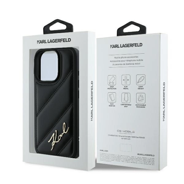 Karl Lagerfeld Quilted Signature iPhone 16 Pro Max Case - Blackeng