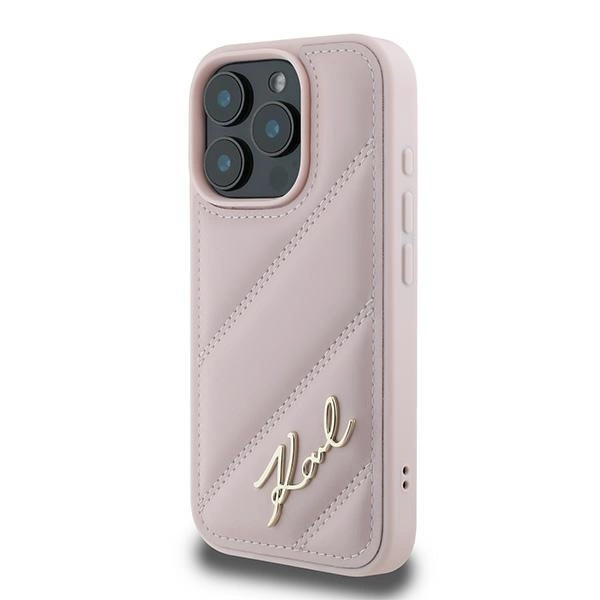 Karl Lagerfeld Quilted Signature iPhone 16 Pro Max Case - Pinkeng