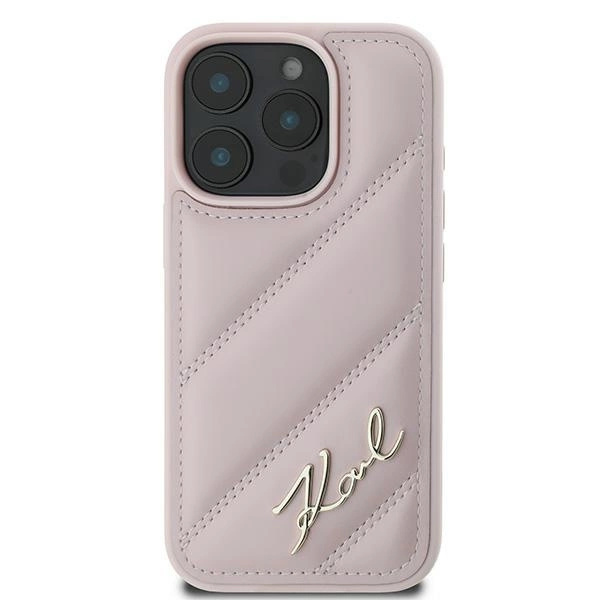 Karl Lagerfeld Quilted Signature iPhone 16 Pro Max Case - Pinkeng