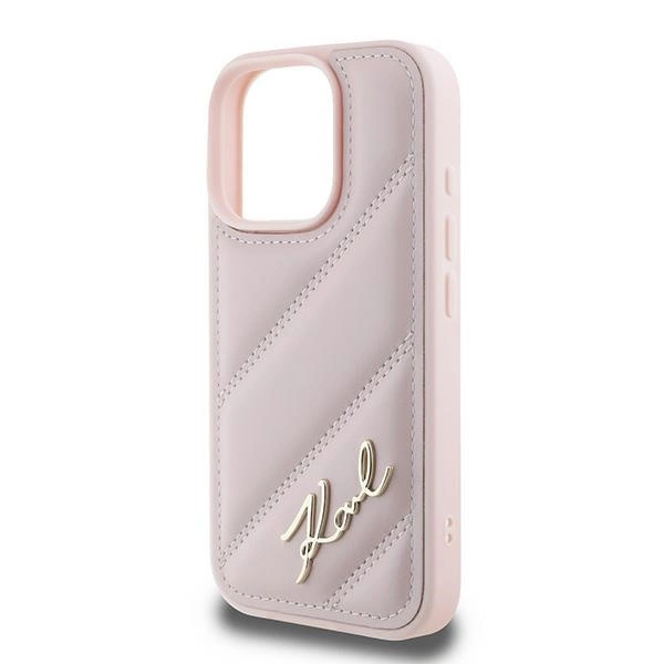 Karl Lagerfeld Quilted Signature iPhone 16 Pro Max Case - Pinkeng
